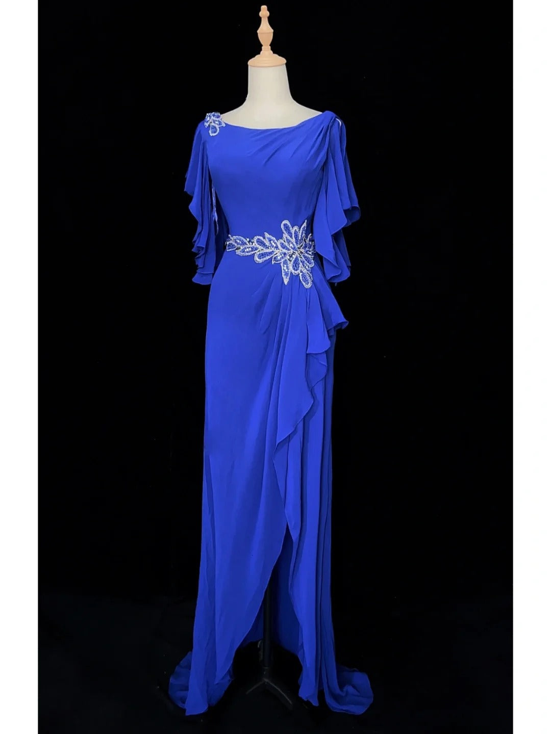 Elegant Prom Dress Crew Neck Asymmetrical Hem Evening Dress Gala Dress Business Dinner Dress  D2418