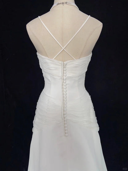 Elegant Prom Dress Spaghetti Straps Pleated Prom Gown Evening Dress Gala Dress Business Dinner Dress Wedding Dress  D2427