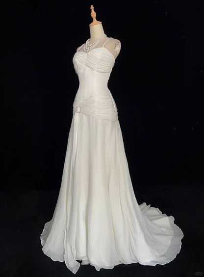 Elegant Prom Dress Spaghetti Straps Pleated Prom Gown Evening Dress Gala Dress Business Dinner Dress Wedding Dress  D2427