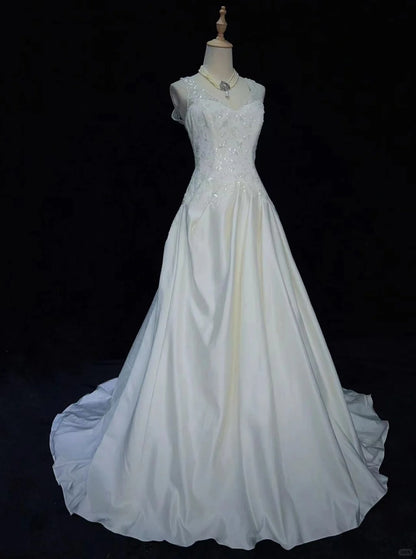 Elegant Wedding Dress A Line Floor Length Prom Dress Evening Dress Gala Dress Birthday Party Dress  D2430