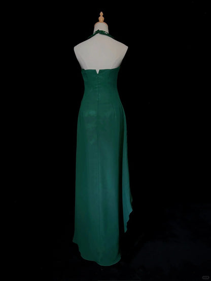 Elegant Prom Dress Halter Pleated Prom Gown Evening Dress Gala Dress Business Dinner Dress  D2433