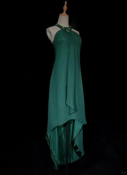 Elegant Prom Dress Halter Pleated Prom Gown Evening Dress Gala Dress Business Dinner Dress  D2433