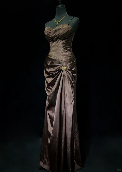Gorgeous Prom Dress Spaghetti Straps Pleated Evening Dress Prom Gown Gala Dress Business Dinner Dress  D2436