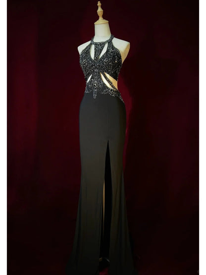 Stunning Prom Dress Halter Backless Evening Dress Prom Gown Gala Dress Business Dinner Dress  D2439