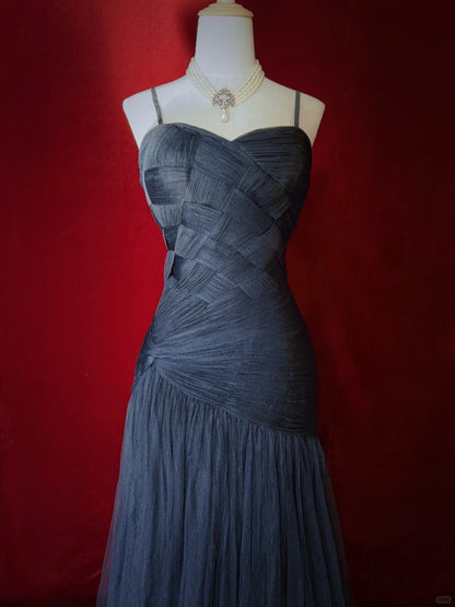 Elegant Prom Dress A Line Spaghetti Straps Pleated Prom Gown Evening Dress Gala Dress Business Dinner Dress  D2446