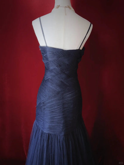 Elegant Prom Dress A Line Spaghetti Straps Pleated Prom Gown Evening Dress Gala Dress Business Dinner Dress  D2446