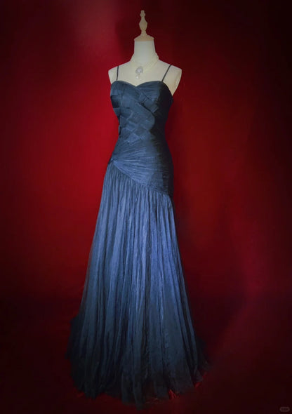 Elegant Prom Dress A Line Spaghetti Straps Pleated Prom Gown Evening Dress Gala Dress Business Dinner Dress  D2446