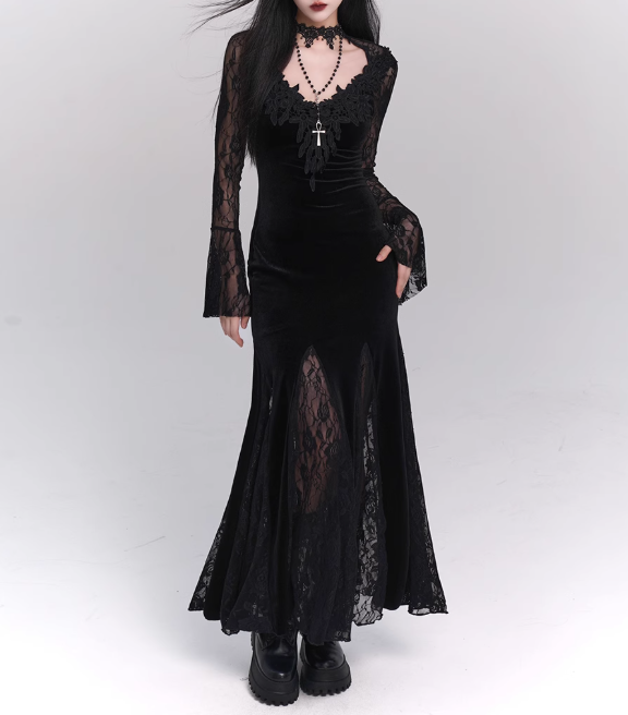 Halloween Costume Women Teenage Girl Dress Long Sleeves Gothic Dress Party Dress    D2457