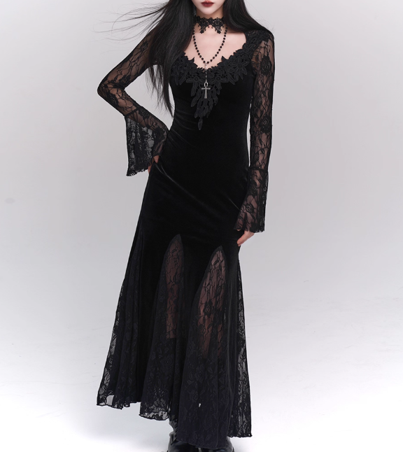 Halloween Costume Women Teenage Girl Dress Long Sleeves Gothic Dress Party Dress    D2457