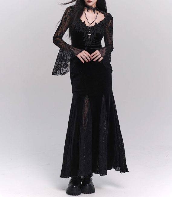 Halloween Costume Women Teenage Girl Dress Long Sleeves Gothic Dress Party Dress    D2457