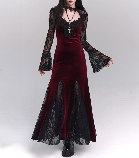 Halloween Costume Women Teenage Girl Dress Long Sleeves Gothic Dress Party Dress    D2457