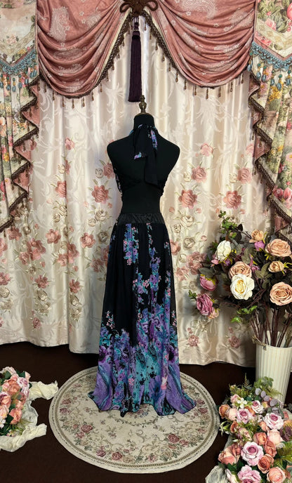 Stunning Prom Dress A Line Halter Print Long Prom Gown Evening Dress Gala Dress D2471