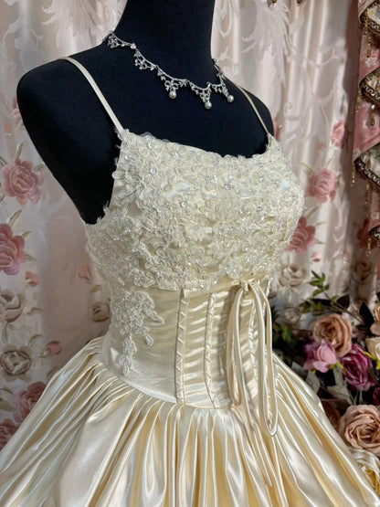 Elegant Prom Dress Spaghetti Straps Pleated Ball Gown Evening Dress Dancing Dress Masquerade Ball D2475