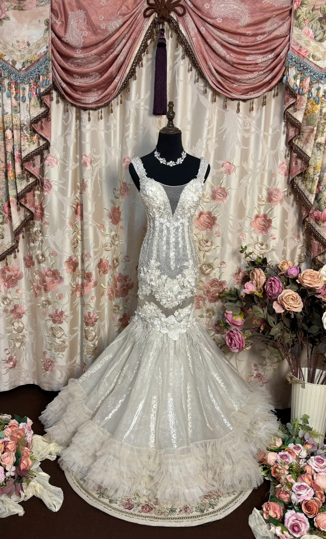 Stunning Prom Dress Straps Flower Pleated Mermaid Prom Gown Evening Dress Party Dress Gala Dress D2479
