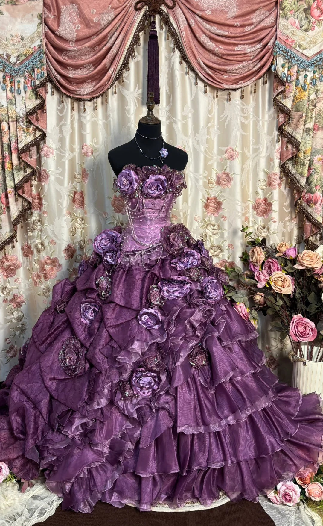 Gorgeous Prom Dress Strapless Pleated Flower Ball Gown Evening Dress Masquerade Ball Gala Dress D2481