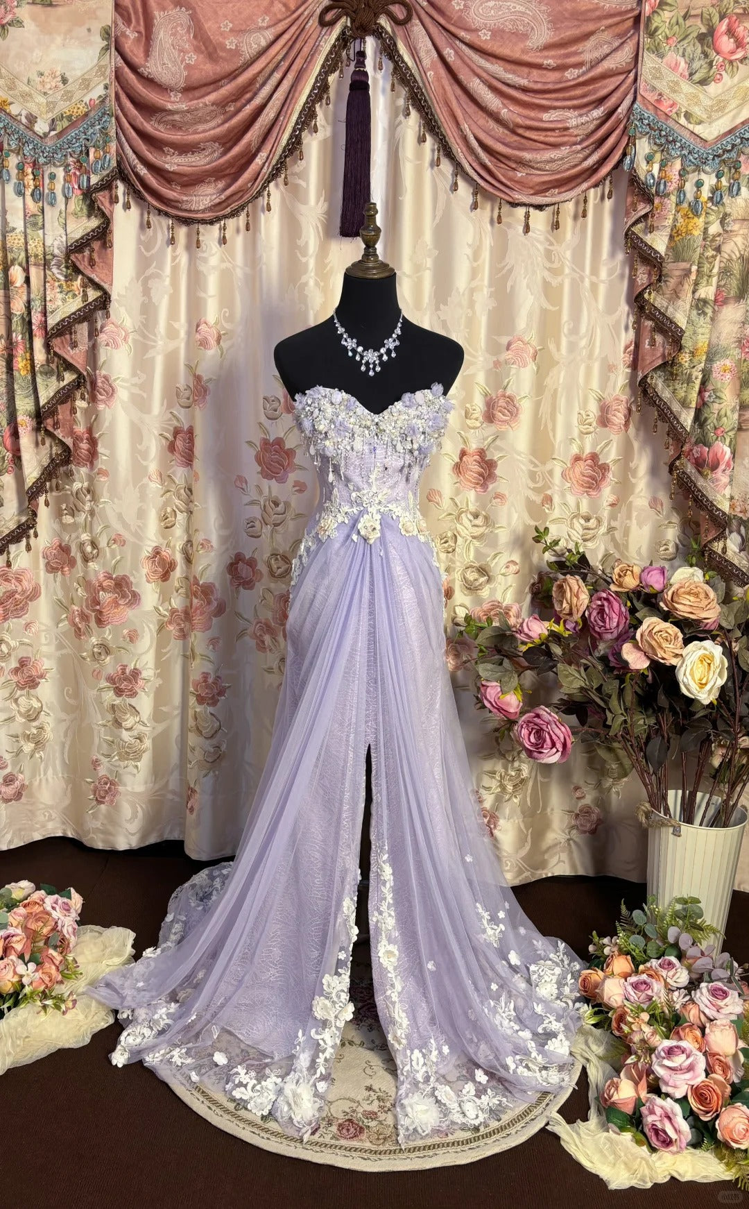 Stunning Prom Dress Sweetheart Flower Split Prom Gown Evening Dress Gala Dress  D2492