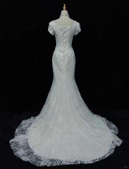 Elegant Wedding Dress Square Neck Mermaid Prom Dress Evening Dress Gala Dress   D2501