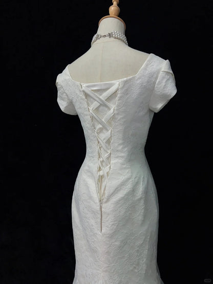 Elegant Wedding Dress Square Neck Mermaid Prom Dress Evening Dress Gala Dress   D2501