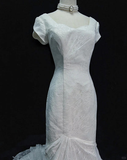 Elegant Wedding Dress Square Neck Mermaid Prom Dress Evening Dress Gala Dress   D2501