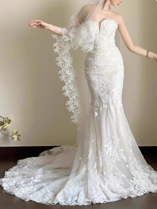 Beauty Wedding Dress Sweetheart Lace Mermaid Prom Dress Evening Dress Gala Dress    D2502