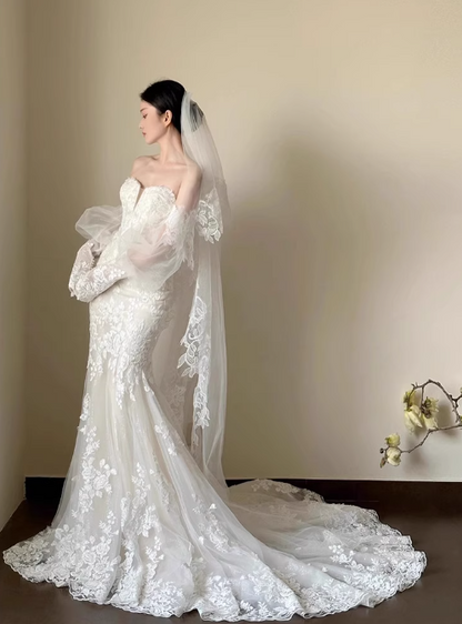 Beauty Wedding Dress Sweetheart Lace Mermaid Prom Dress Evening Dress Gala Dress    D2502