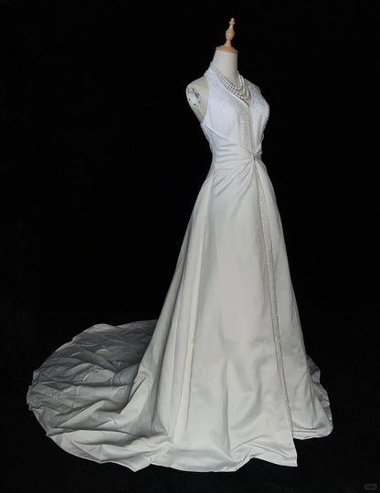 Gorgeous Wedding Dress Halter Beading Prom Gown Evening Dress Gala Dress     D2509