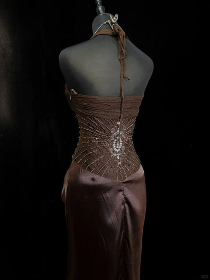 Gorgeous Prom Dress Halter Pleated Prom Gown Evening Dress Gala Dress Business Dinner Dress     D2511