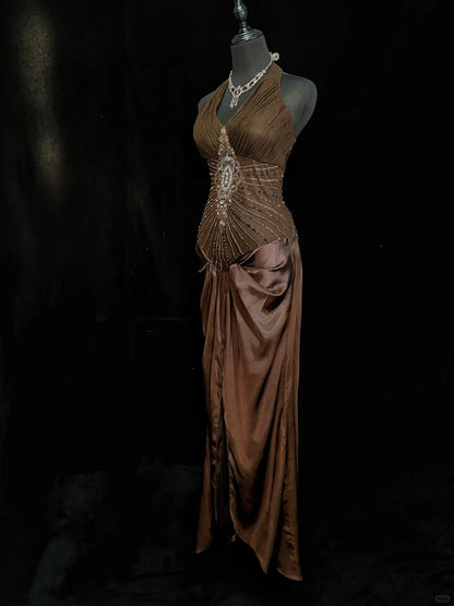 Gorgeous Prom Dress Halter Pleated Prom Gown Evening Dress Gala Dress Business Dinner Dress     D2511