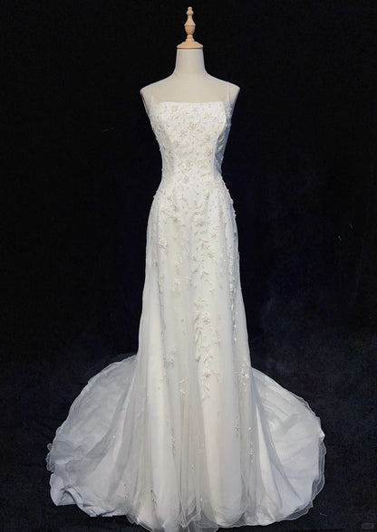 Elegant Wedding Dress Spaghetti Straps Prom Gown Evening Dress Gala Dress      D2512