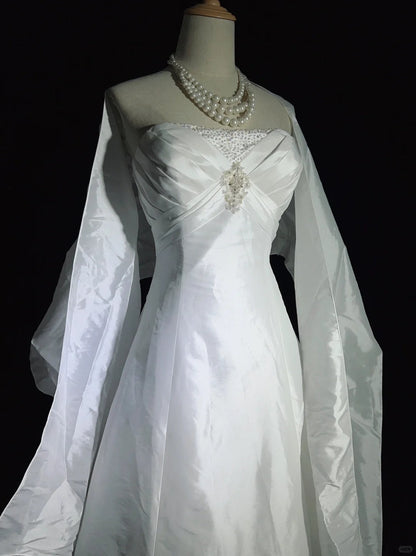 Charming Prom Dress A Line Strapless Pleated Wedding Dress Evening Dress Gala Dress Business Dinner Dress       D2515