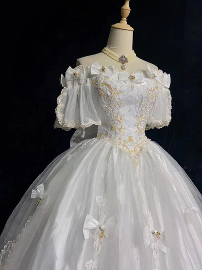 Elegant Wedding Dress Off Shoulder Ball Gown Prom Dress Evening Dress Masquerade Ball     D2516