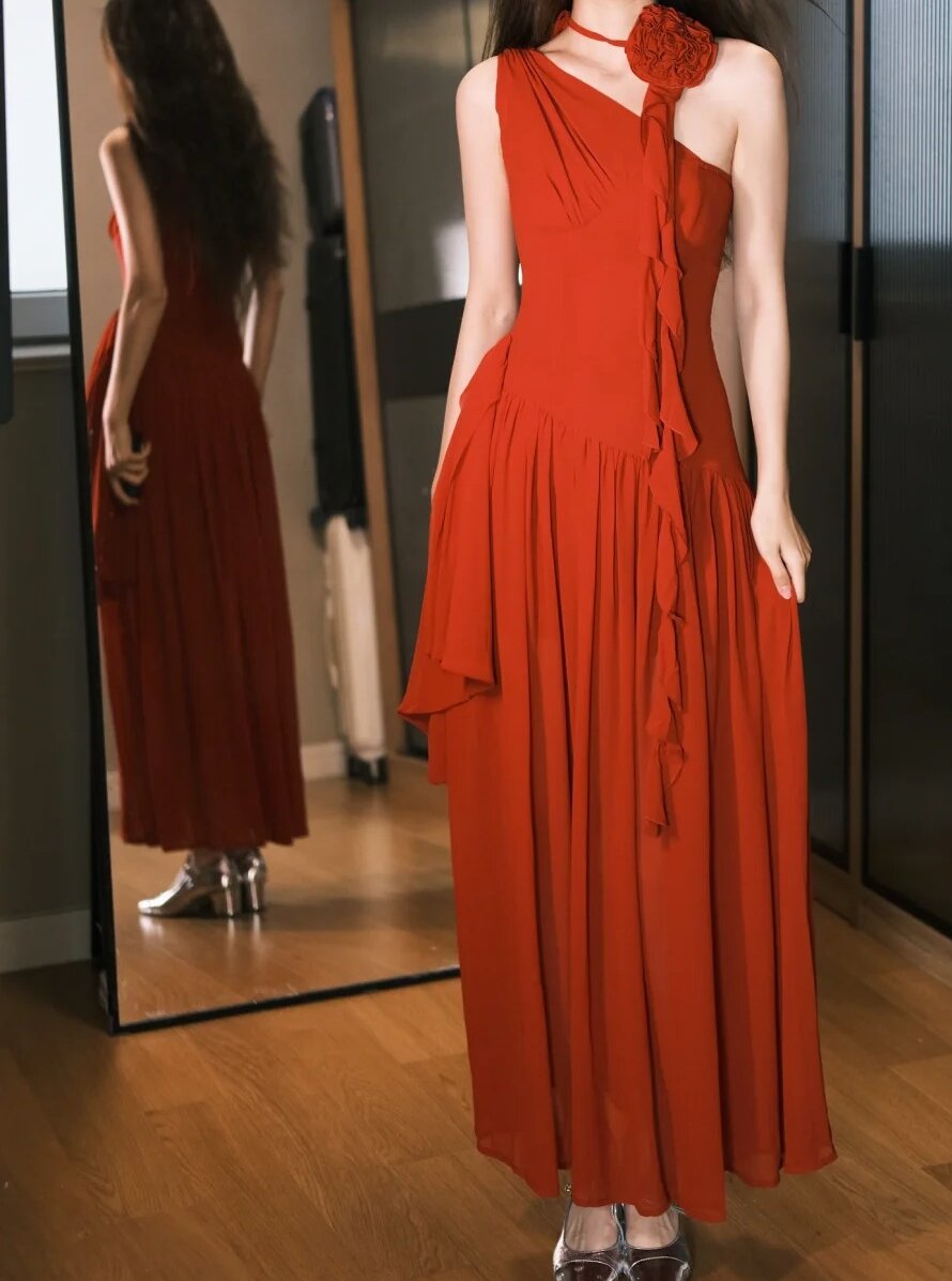 Beauty Prom Dress One Shoulder Pleated Prom Dress Evening Dress Gala Dress  D2553