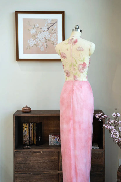 Sweet Prom Dress Flower Pleated Split Prom Gown Evening Dresses Gala Dress Party Dress    D2571