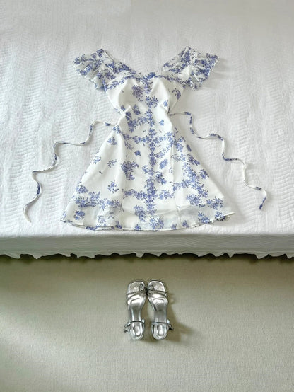 Elegant Prom Dress A Line Print Ruffle Prom Dresses Party Dress   D2574