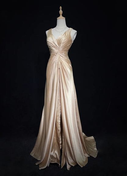 Elegant Prom Dress V-neck Sequins Pleated Prom Gown Birthday Party Dress Evening Dresses    D2595