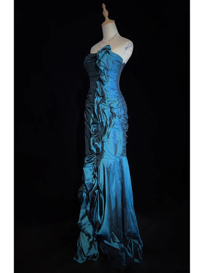 Gorgeous Prom Dress Strapless Pleated Ruffle Prom Gown Gala Dress Evening Dresses    D2596