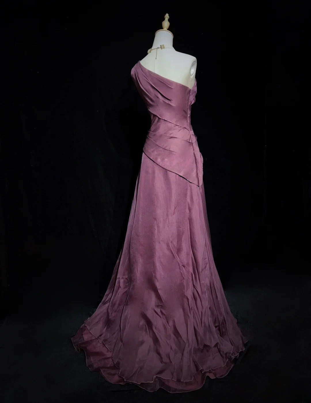 Charming Prom Dress A Line Asymmetrical Neck Pleated Prom Gown Gala Dress Evening Dresses   D2601
