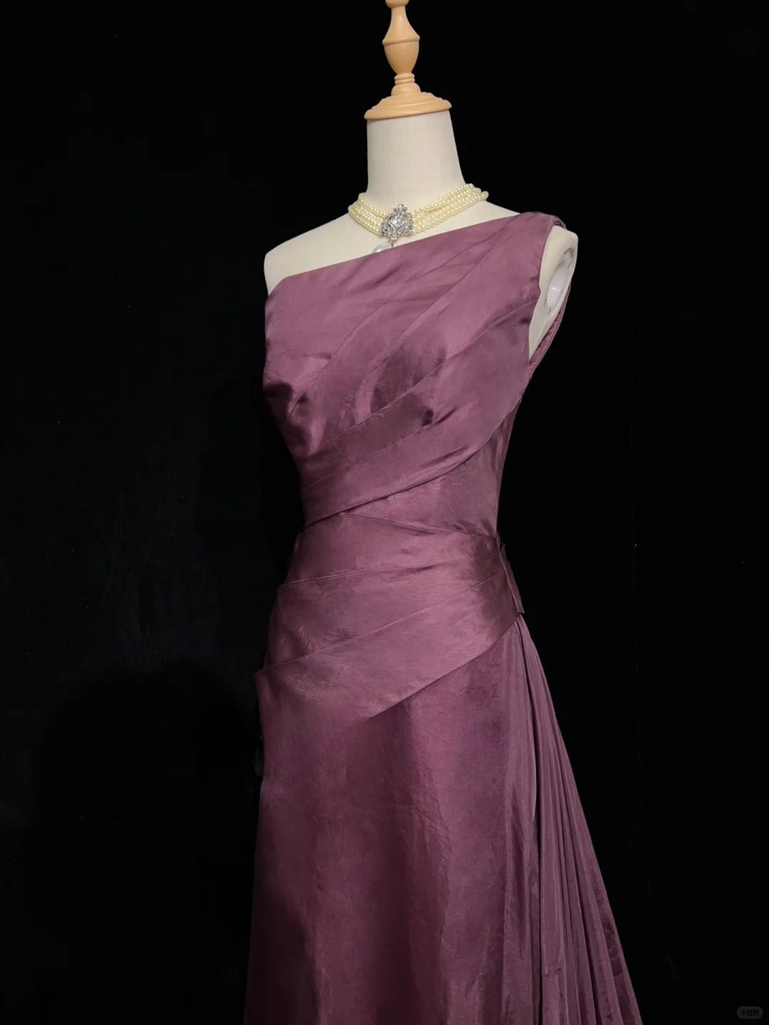 Charming Prom Dress A Line Asymmetrical Neck Pleated Prom Gown Gala Dress Evening Dresses   D2601