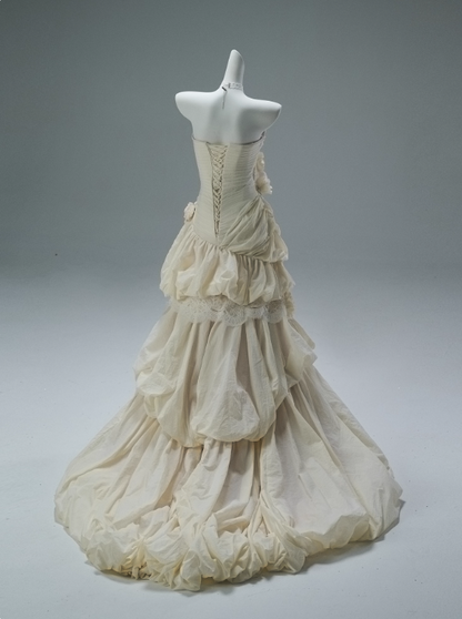 Elegant Prom Dress Strapless Pleated Flower Prom Gown Gala Dress Evening Dress  D2631