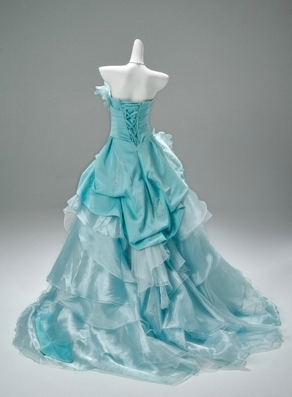 Sweet Prom Dress Strapless Ruffle Tiered Ball Gown Gala Dress Evening Dress Quinceanera Dresses  D2637