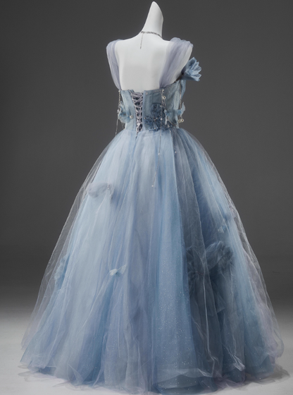 Elegant Prom Dress Spaghetti Straps Pleated Tulle Ball Gown Evening Dress Sweet 16 Dress  D2644