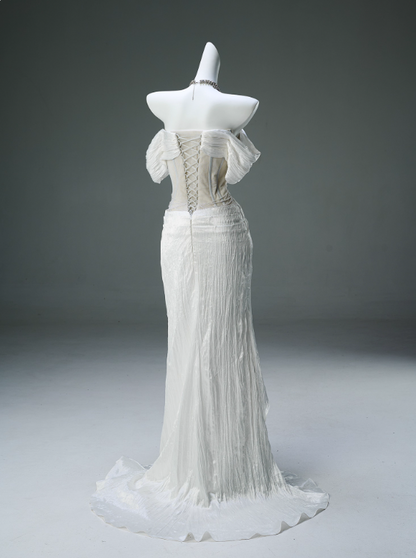Elegant Prom Dress Off Shoulder Pleated Mermaid Prom Gown Evening Dress Gala Dresses  D2647