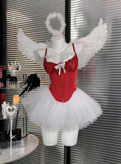 Beauty Spaghetti Straps Tulle Halloween Costumes Cosplay Dress Short Women Dress   D2668