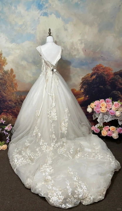Elegant Wedding Dress V-neck Pleated Prom Dress Evening Dress     D2670