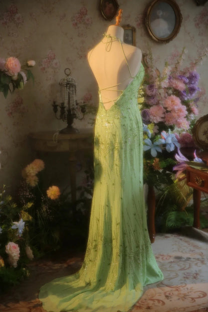 Beauty Prom Dress Halter Beading Prom Gown Evening Dress Party Dress  D2682