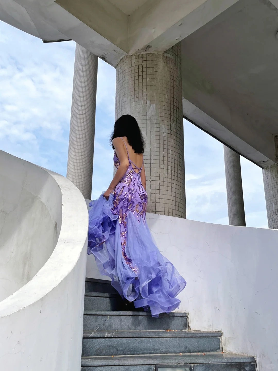 Stunning Prom Dress Spaghetti Straps Tulle Mermaid Prom Gown Evening Dress Party Dress  D2684