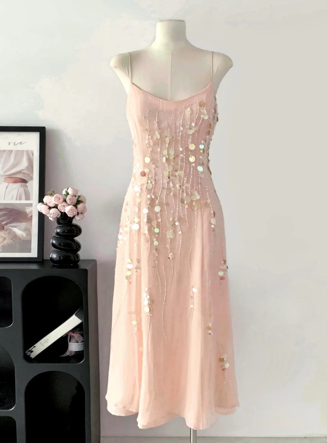 Sweet Prom Dress Spaghetti Straps Beading Sequins Prom Gown Party Dresses Dancing Dress    D2691