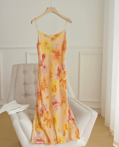 Elegant Women Summer Dress Spaghetti Straps Print Party Dresses Vacation Dress   D2695