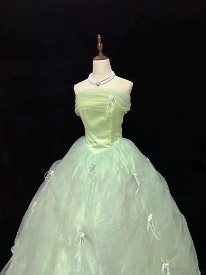 Sweet Prom Dress Strapless Pleated Tulle Birthday Dress Evening Dress Ball Gown D2716