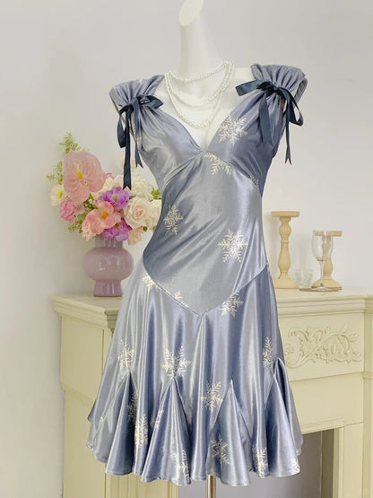 Beauty Homecoming A Line Dress V-neck Print Short Prom Dress Party Dress    D2733